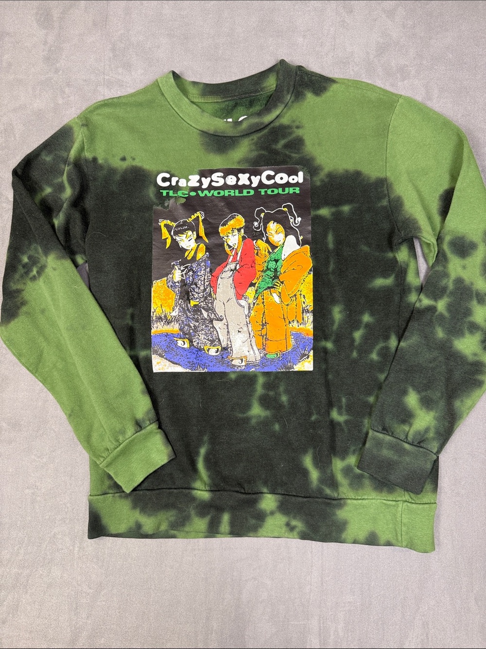 TLC Green Tie-Dye Crewneck Sweatshirt with CrazySexyCool Graphic